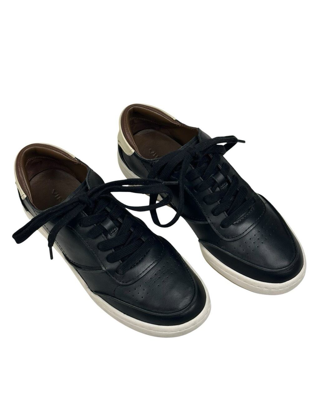 Vince Westside Black Leather Lace Up Casual Sneakers Womens Size 7M New $250